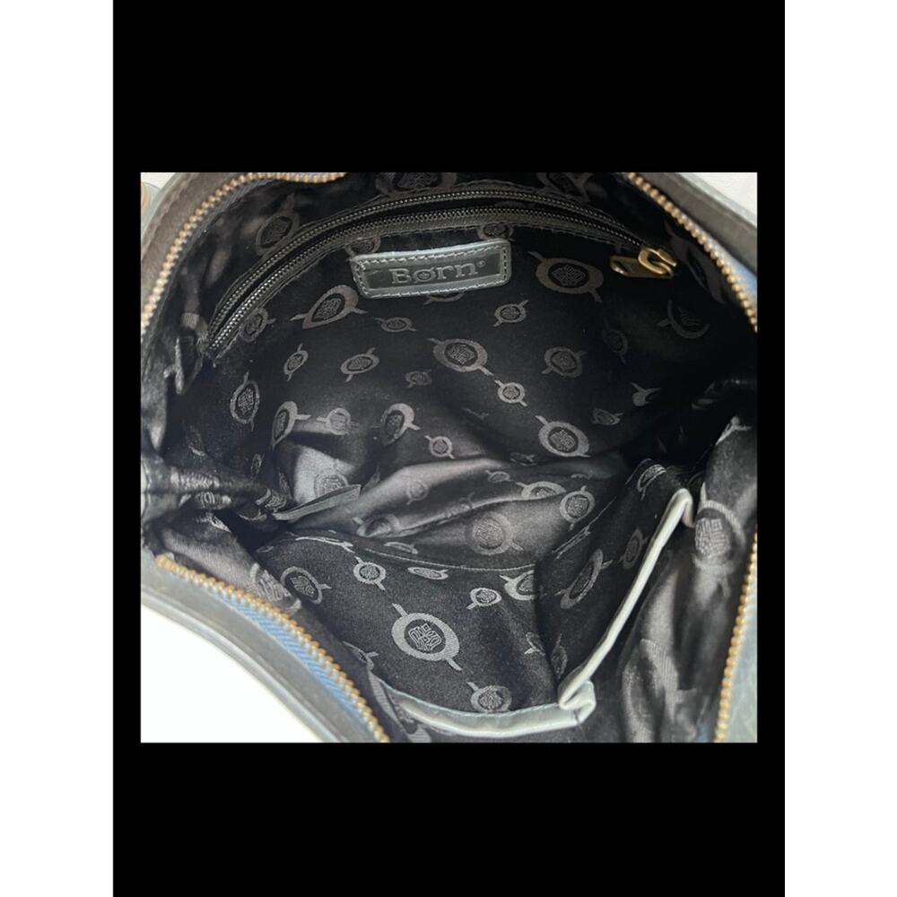Born grey leather crossbody handbag front back and inside pockets - Picture 8 of 10